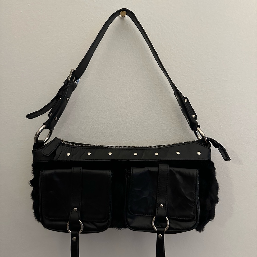 Fur & leather handbag
